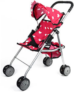 The New York Doll Collection My First Doll Stroller with Basket and Heart Design