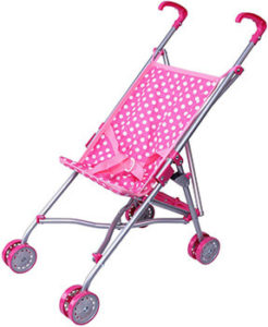 Precious Toys Pink and White Polka Dots Umbrella Doll Stroller