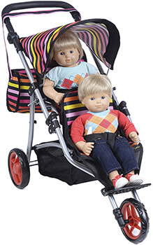 Exquisite Buggy Twin Jogger DOLL Stroller with Diaper Bag