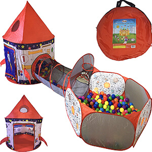 Playz Rocket Ship Kids Play Tent with Tunnel